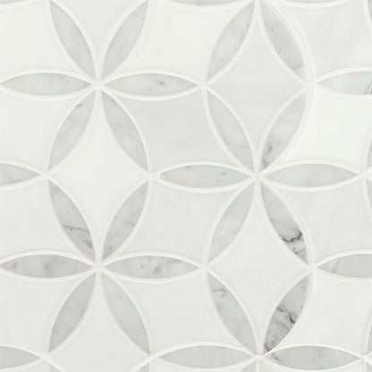 MSI Thassos White + Carrara White Daisy Mosaic - La Fleur Polished Mosaic - Hey Tiles