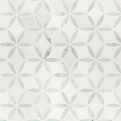 MSI Thassos White + Carrara White Daisy Mosaic - La Fleur Polished Mosaic - Hey Tiles