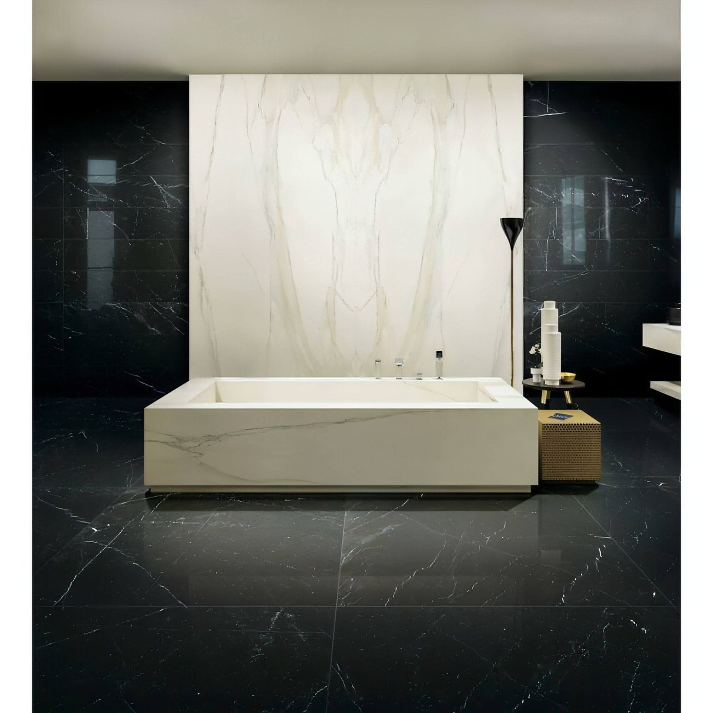 Nero Marquina Marble 12" X 24" Tile, 3/8 - Hey Tiles