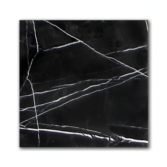 Nero Marquina Marble Polished 12" X 12" Tile (Micro - Beveled) - Hey Tiles