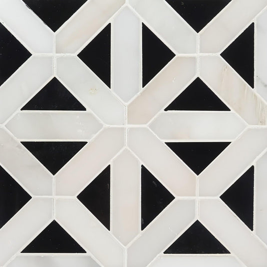 Retro Fretwork Polished Mosaic Tile - Hey Tiles