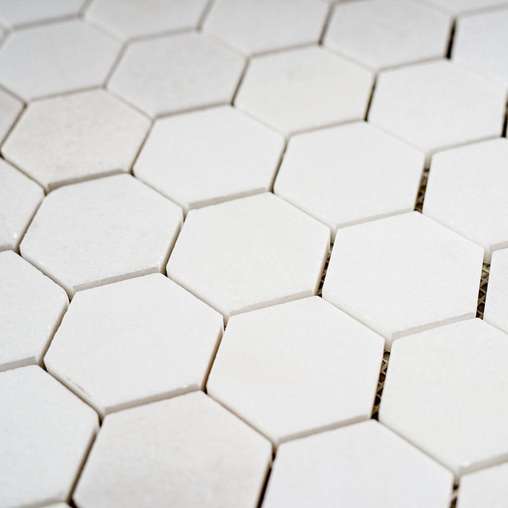 Thassos White Marble 1" Mini Hexagon Mosaic Tile - Hey Tiles