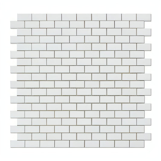 Thassos White Marble Honed Baby Brick Mosaic Tile - Hey Tiles