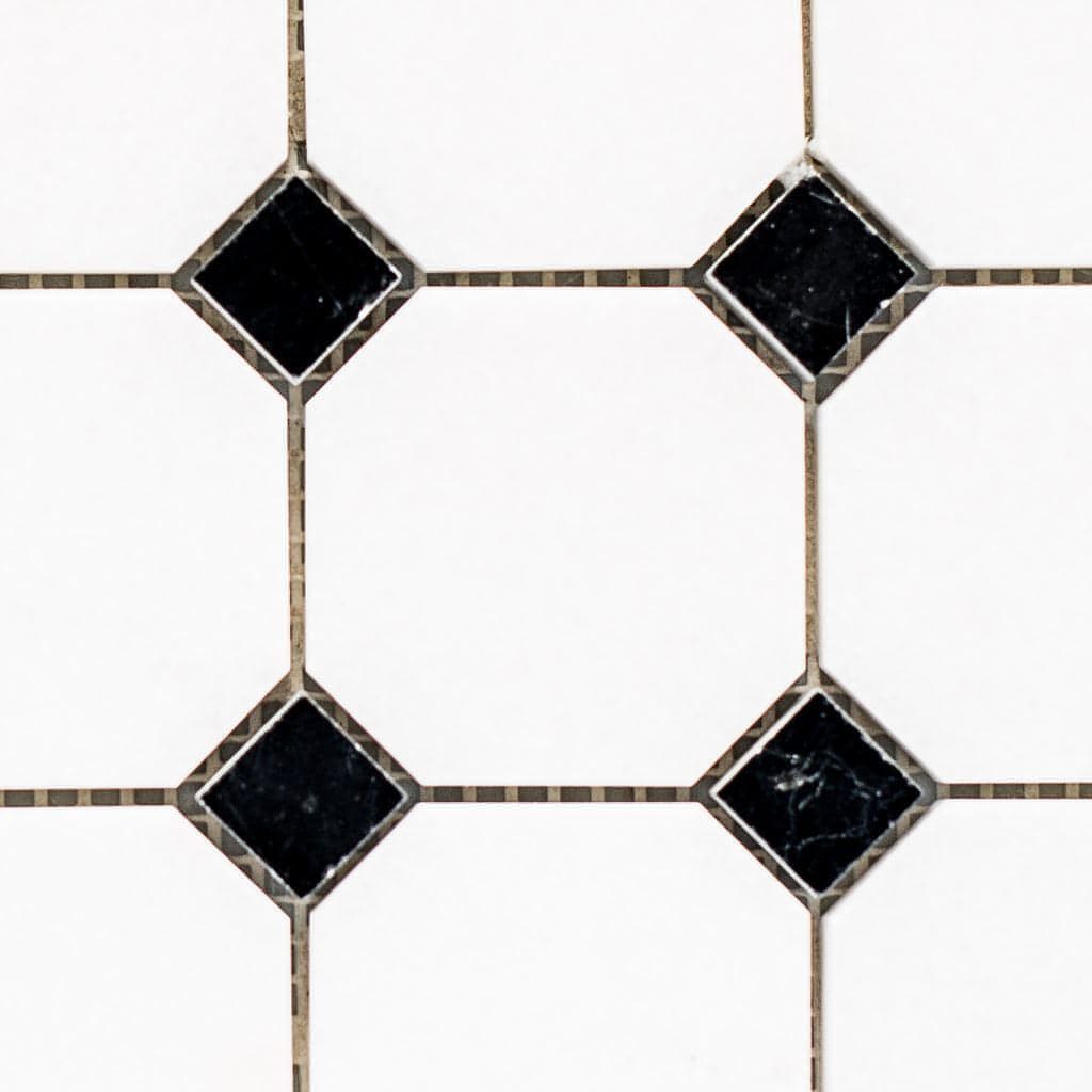 Thassos White + Nero Marquina Marble Octagon Mosaic12X12 - Hey Tiles