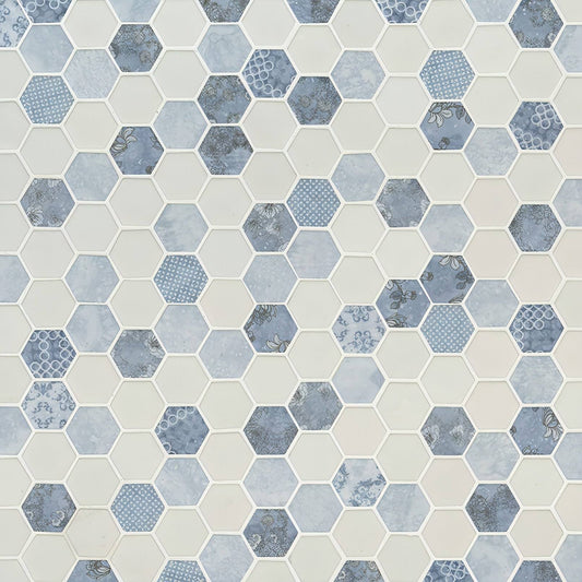 Vista Azul Hexagon 6mm 12.76” 11.02” - Hey Tiles