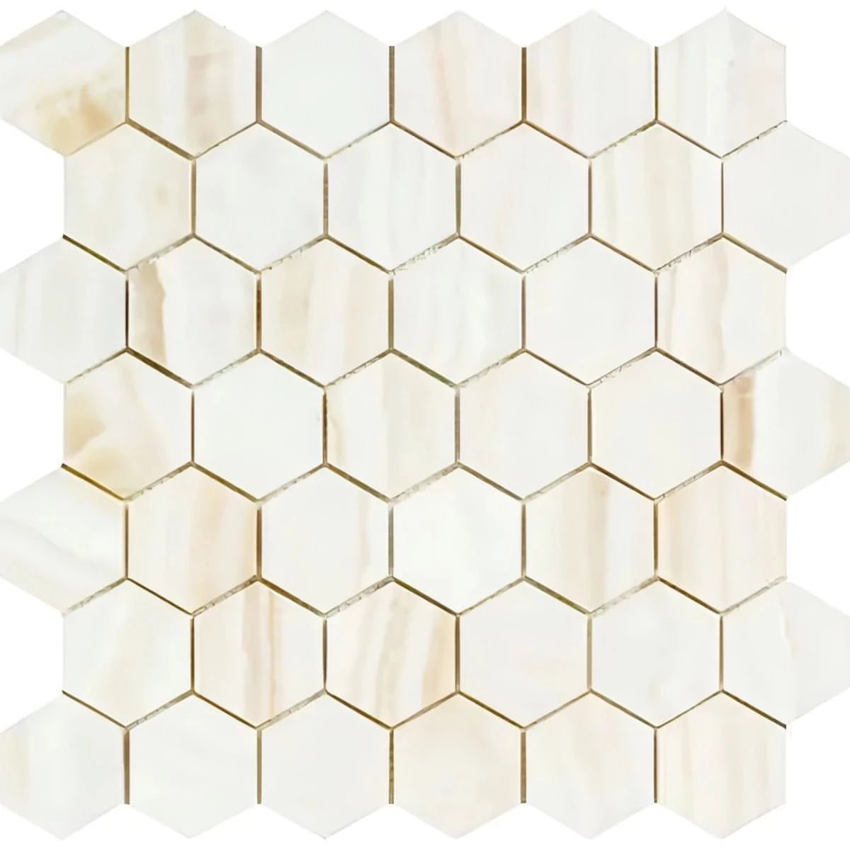 White Onyx 2" Hexagon Polished - Hey Tiles